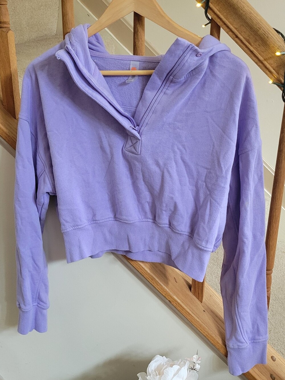 Mono B Lilac Cropped Quarter Zip Sweatshirt